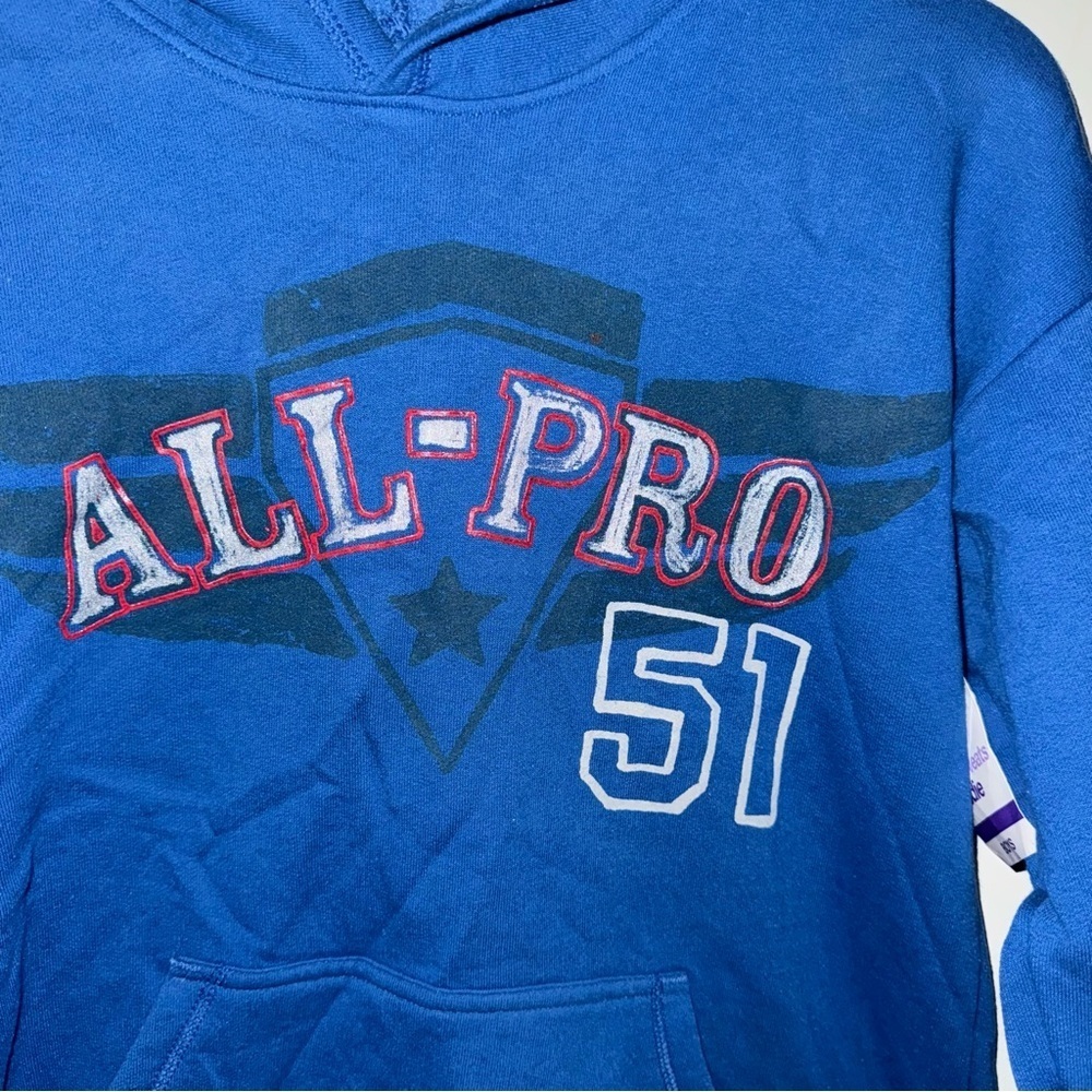 NWT Hanes Boys' XL (14-16) EcoSmart Fleece Hoodie Blue "ALL PRO 51" Graphic - Picture 4 of 10
